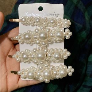4 Faux Pearl Hair Clips